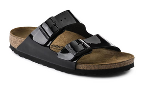 Birkenstock Arizona 2 Strap Sandal Black Patent Birko Flor