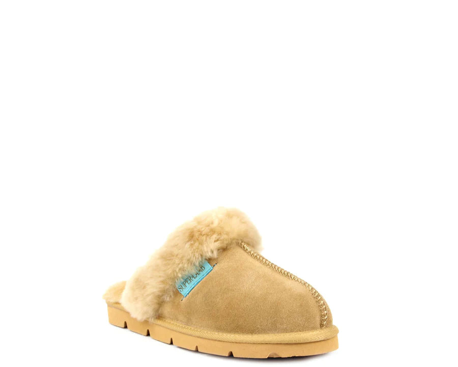 Superlamb Womens Onager Sheepskin Scuff Tan