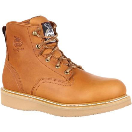 Georgia Mens Wedge Work Boot Soft Toe Barracuda Gold