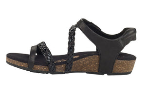 Aetrex Womens Jillian Quarter Strap Sandal Black