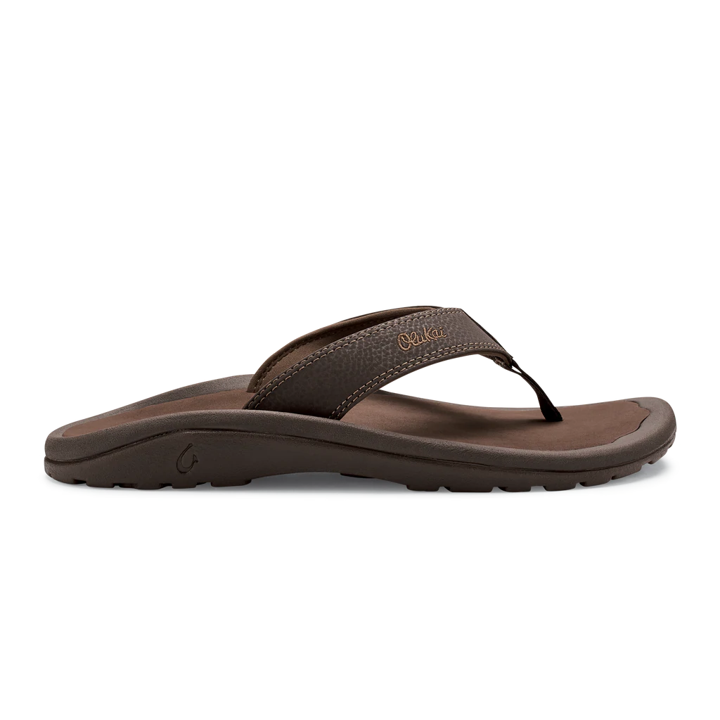 Okukai Mens Ohana Leather Waterproof Flip Flop Dark Java Rey