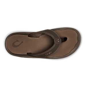 Okukai Mens Ohana Leather Waterproof Flip Flop Dark Java Rey